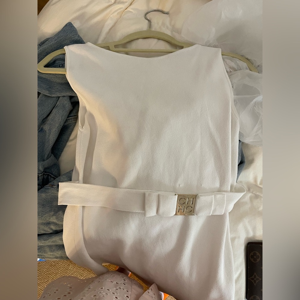 Carolina Herrera White Belted Blouse